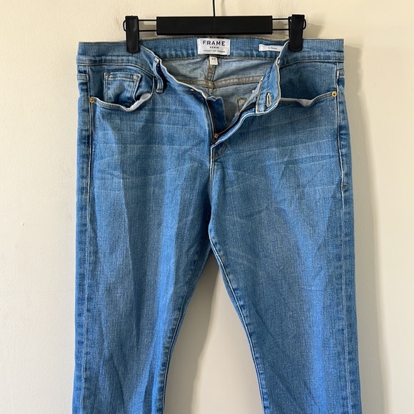 FRAME Le Garçon in Daphne Blue Super Stretch Mid Rise Boyfriend Denim Jeans 32 - Picture 6 of 12
